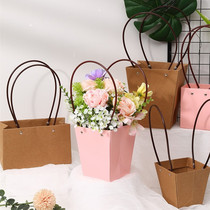 Waterproof Flower Packaging Bag Handle Paper Bag Flower Bowl Bowl Flower Bowl Bubble Flower Basket Material