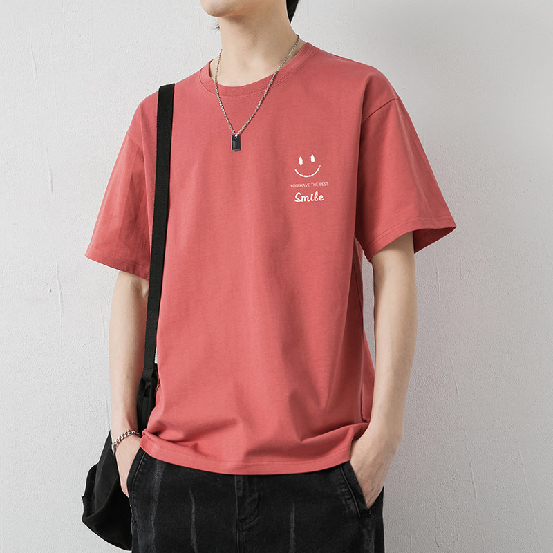 ティーン向けコットン半袖Tシャツ（男の子用）、夏物学生トップス、2026年新作メンズ半袖服