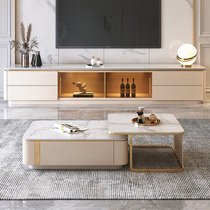 Rock plate tea table TV cabinet Composition light extravagant modern living room Home extravagant net red new square white tea table table