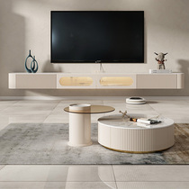 Light extravagant suspended TV cabinet Tea Table Combo Modern Minima Small Family Living Room Rock Plate Cream Wind Suspended Tv Cabinet