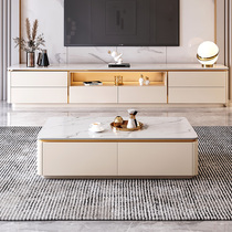 Light extravagant tea table TV cabinet combination minimalist modern living room bedroom new cream wind rock board floor TV cabinet