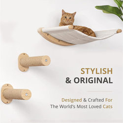 Wall-Mounted Cat Climbing Frame, No-Drill Accessories, Wall-Mounted DIY Solid Wood Wall-Mounted Cat Climbing Frame Ladder for Cats
