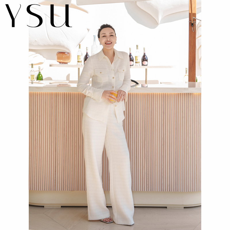 【Ysu】Sunlight Texture Chanel-Style Shirt for Women, Loose Fit, Satin Texture, Elegant Commuter Top Yc2601042 【Ysu】Sunlight Texture Chanel-Style Shirt for Women, Loose Fit, Satin Texture, Elegant Commuter Top Yc2601042