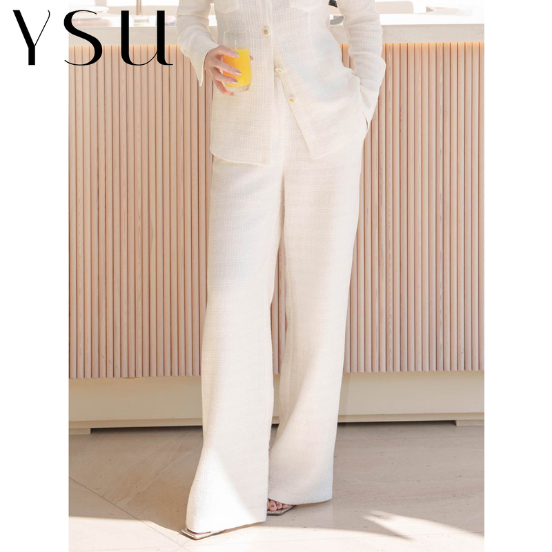 【Ysu】 "Sunlight Texture" Wide-Leg Pants for Women, Chanel-Style High-Waisted Slimming Straight-Leg Commuter Pants Yc2601043