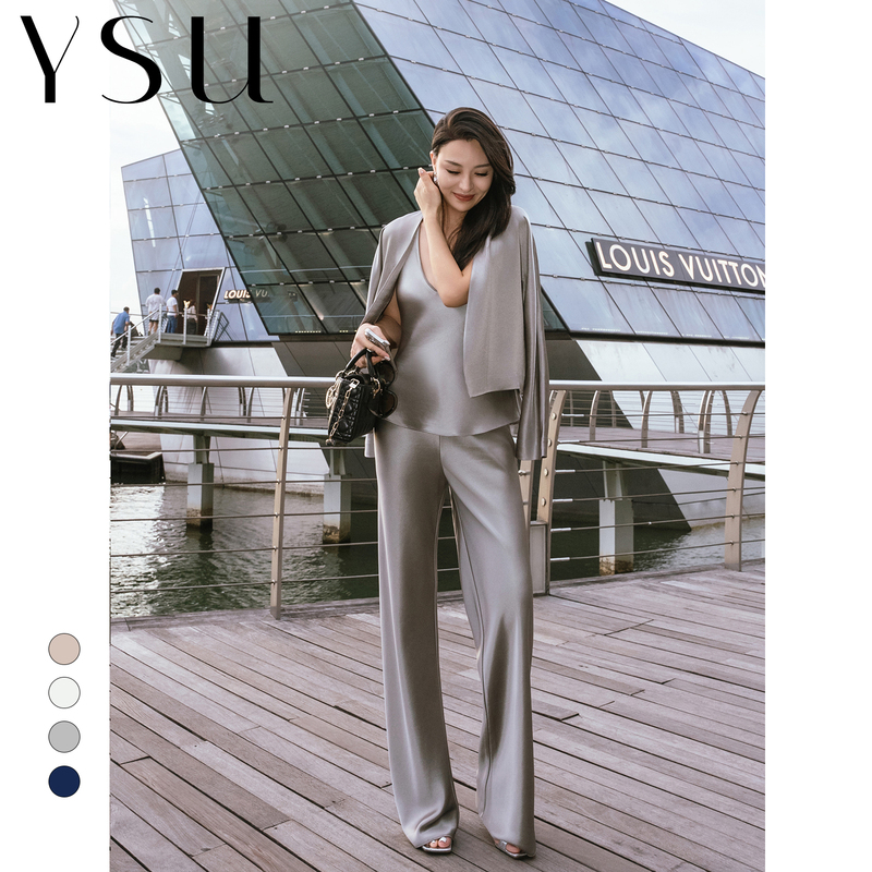 [Excess Stock] “Como Old Dreams” Acetate Satin Collarless Cardigan Long Sleeve Blazer Suit Jacket Y303713