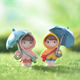 Girl and Boy Holding Umbrellas, Couple Figures, Healing Decorative Ornaments for Car Dashboard and Window, Birthday Gift