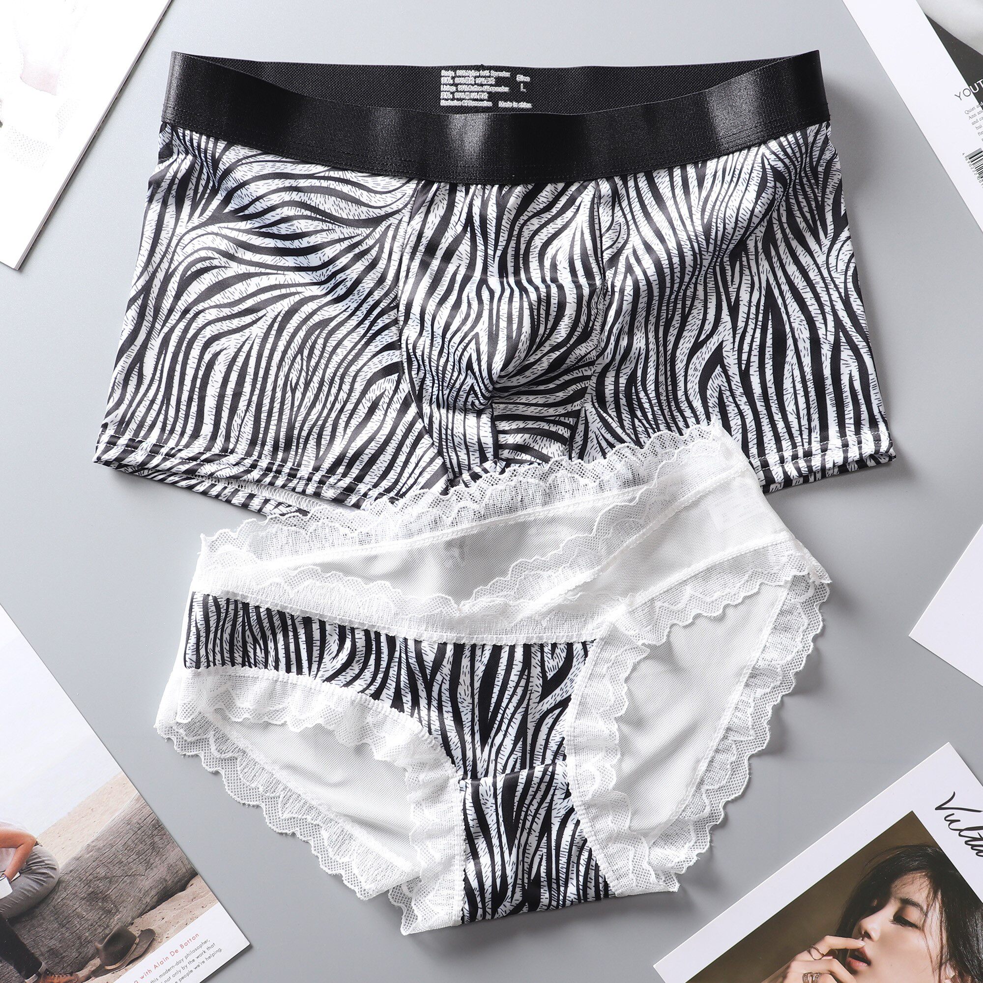 All-cotton Times Underpants lace Ice Sexy Cute Sweet man and woman Double suit ultra-thin Pure Cotton Crotch Large Size