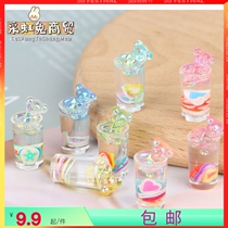 Dollhouse Dollhouse Mini Drink Cup Little Bear Tilted Bear Miniature Food Toy Simulation Shooting Props DIY Decoration