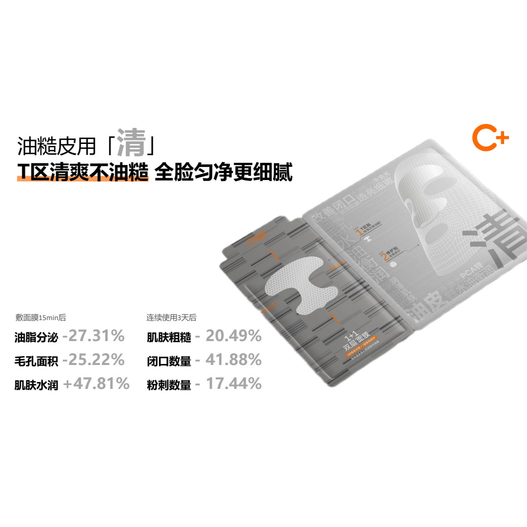 【香港直邮】 C咖 「亮」双层精华面膜4片  上层淡纹提亮 下层净澈去黄 分区焕亮 一膜双效