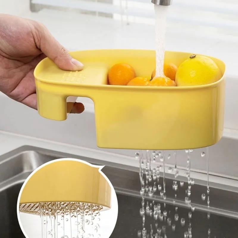 Kitchen sink drain basket household free punching hanging filter blue washbasin leftovers filter pool multi-functional