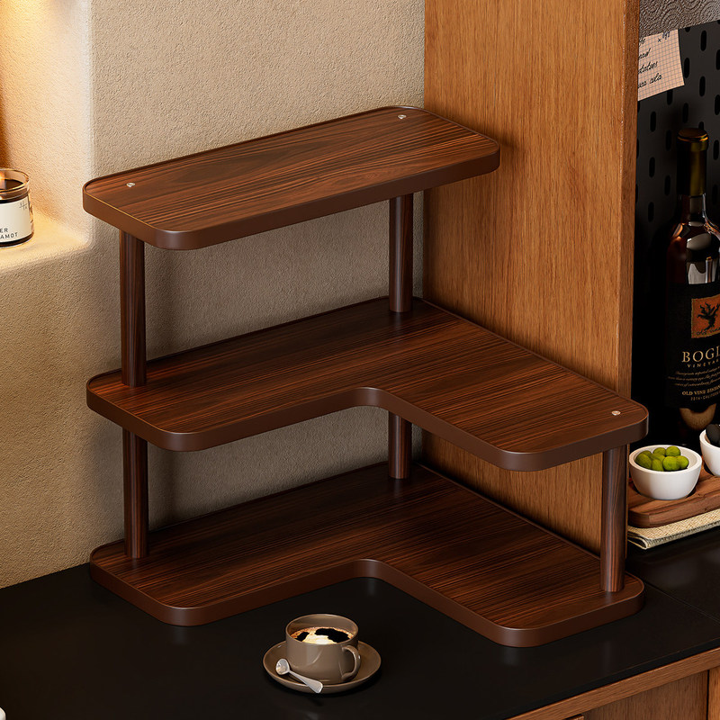 Desktop Corner Multi-Layer Storage Rack Coffee Corner Water Cup Tea Set Storage Rack Kitchen Countertop Small Display Organizer