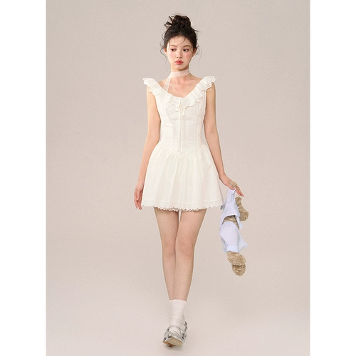 Оригинальный белый атмосферный корсет, платье, с рукавом