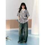 Оригинальная дизайнерская футболка polo, свободный крой, на шнурках