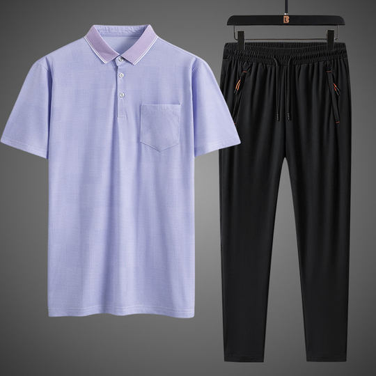 Летний костюм для папы, новинка 2024, мужская футболка с короткими рукавами среднего возраста, спортивная одежда для среднего и пожилого возраста, летняя одежда