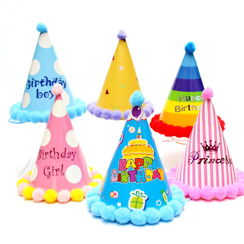 Birthday Hat Custard hair Ball hat party hat Net Red Adult children's party Stereo Decorative Hat-to-Birthday Hat-Taobao