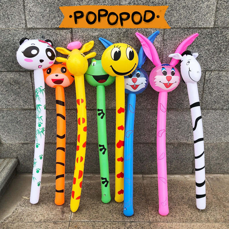 Children's inflatable toy animal hammer child inflatable long stick large plastic stick cartoon spring outing square stall
