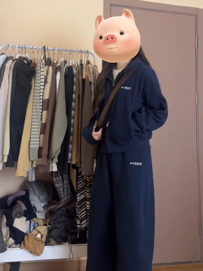 Traje deportivo informal blanco para estudiantes de primavera y otoño, sudadera holgada y delgada de estilo coreano, pantalones anchos de dos piezas a la moda