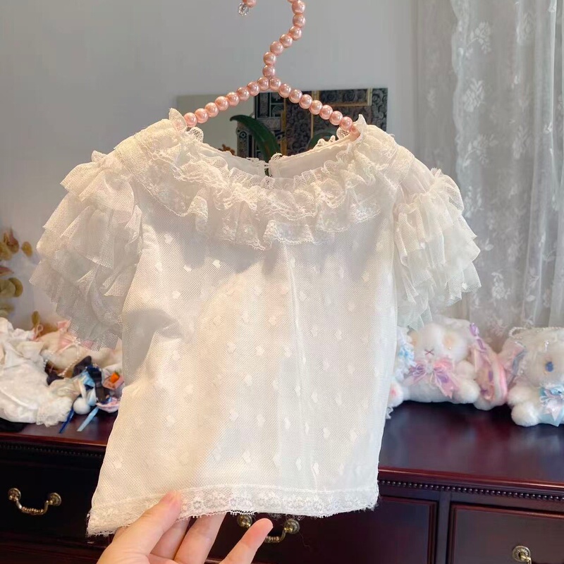 Girls' White Heavy-Duty Double-Layer Lace Collar Base Layer, Girls' Short-Sleeved Inner Wear, Lolita Base Layer Top Girls' White Heavy-Duty Double-Layer Lace Collar Base Layer, Girls' Short-Sleeved Inner Wear, Lolita Base Layer Top