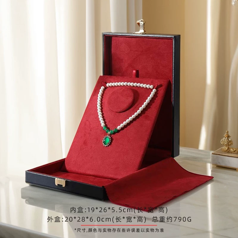 米喀 Jewelry, high-end storage box, rectangular set pearl, storage system, light luxury style, with gem, 3 piece set