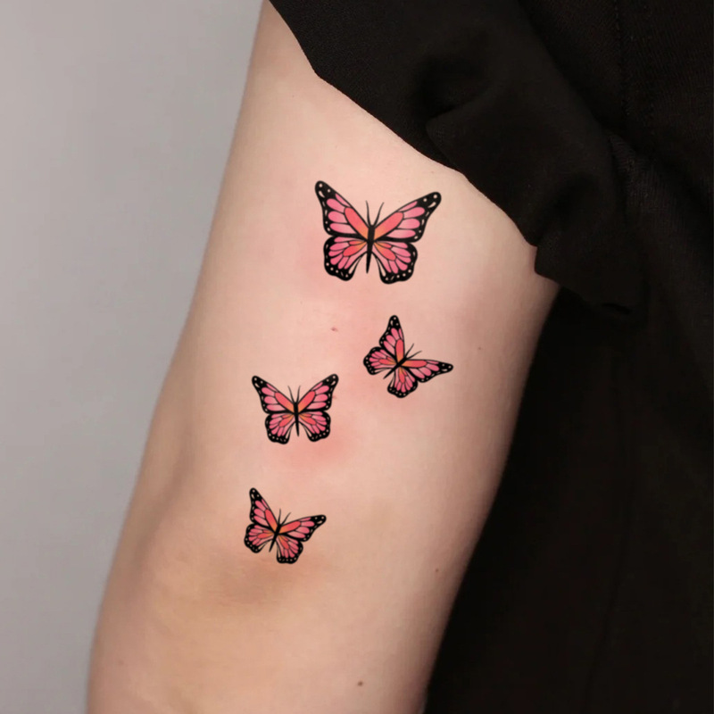 Ins Style Gradient Butterfly Gentle Female Arm Sexy Collarbone Tattoo Sticker High-End Temporary Sticker for Students Waterproof