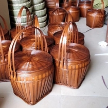 Handmade bamboo choreography Home round with lid hand basket Fruit Basket Egg buns Steamed Bread buns Steamed Bread to Buy Vegetable Bamboo Basket