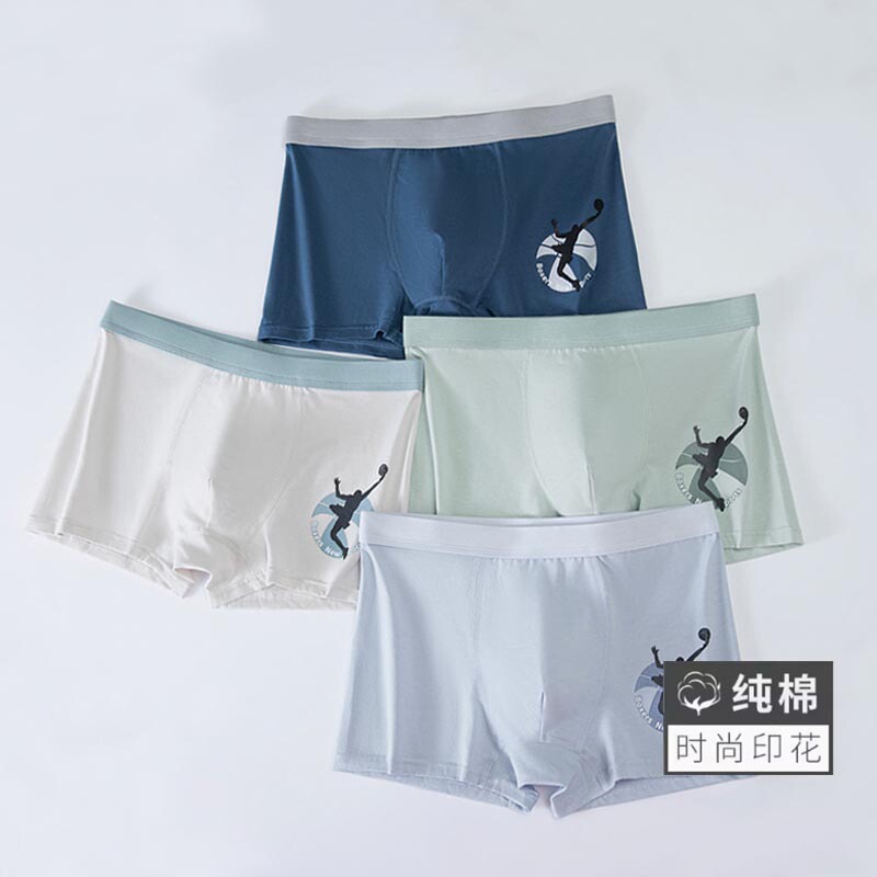 Teenage Underwear for Boys, Pure Cotton Boxer Briefs, Development Period, Older Children, Junior High School Students, Boys, Adolescent Boys, Boxer Briefs