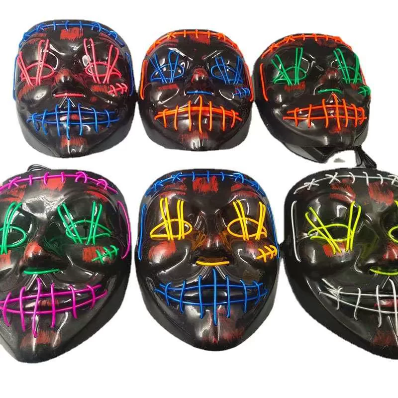 [New luminous mask LED mask cold light Halloween props horror]