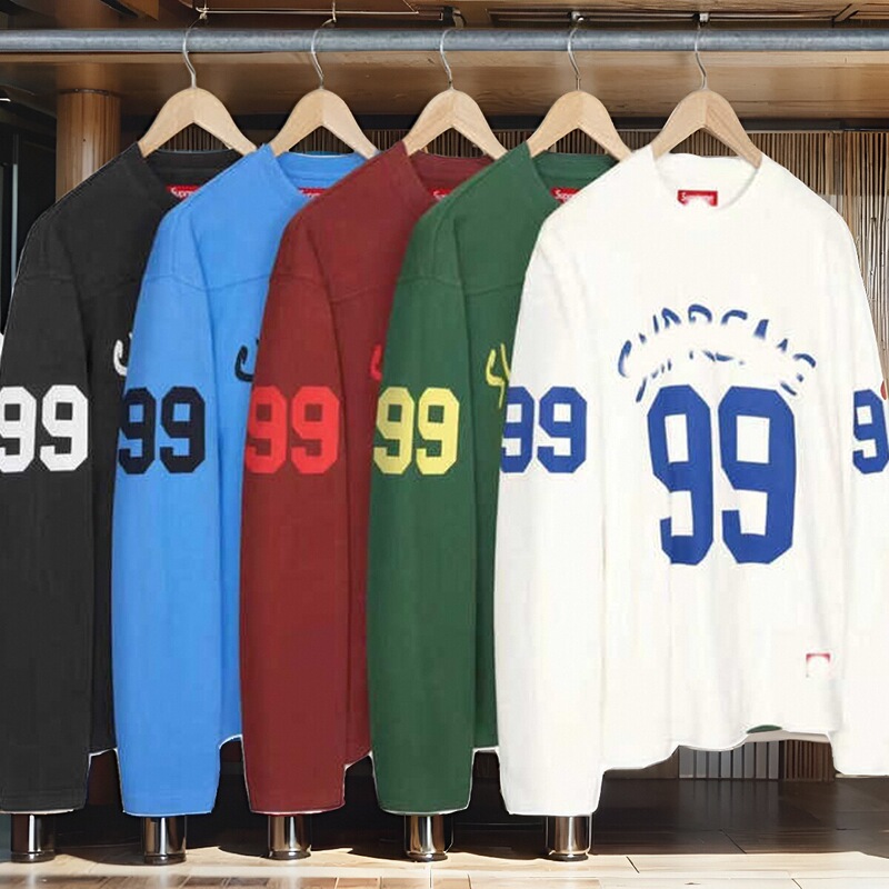 In Stock Sup 23Fw 99Th Tee No. 99 Jersey Long-Sleeve T-Shirt Trendy Brand Base Layer Jersey Jacket for Men and Women