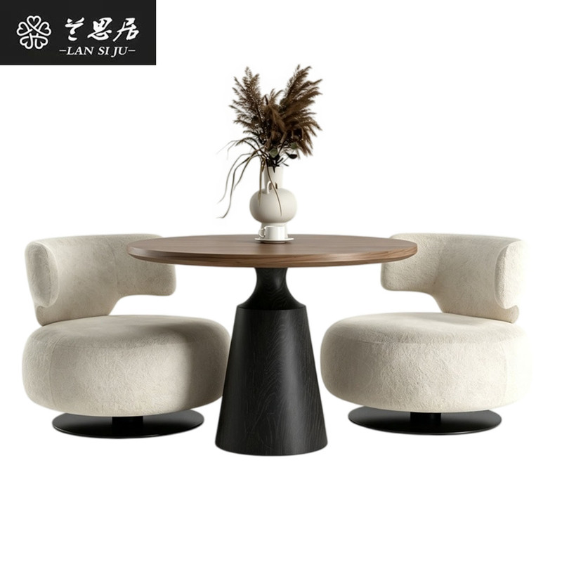 Hotel Reception Area with One Table and Two Chairs, Conference Room Business Sofa Chair Set, Sales Office Leisure Single Sofa Coffee Table