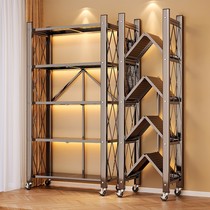 Takeaway storage rack installation-free bookshelf for children simple floor-to-ceiling mobile living room wrought iron small bookcase storage and folding