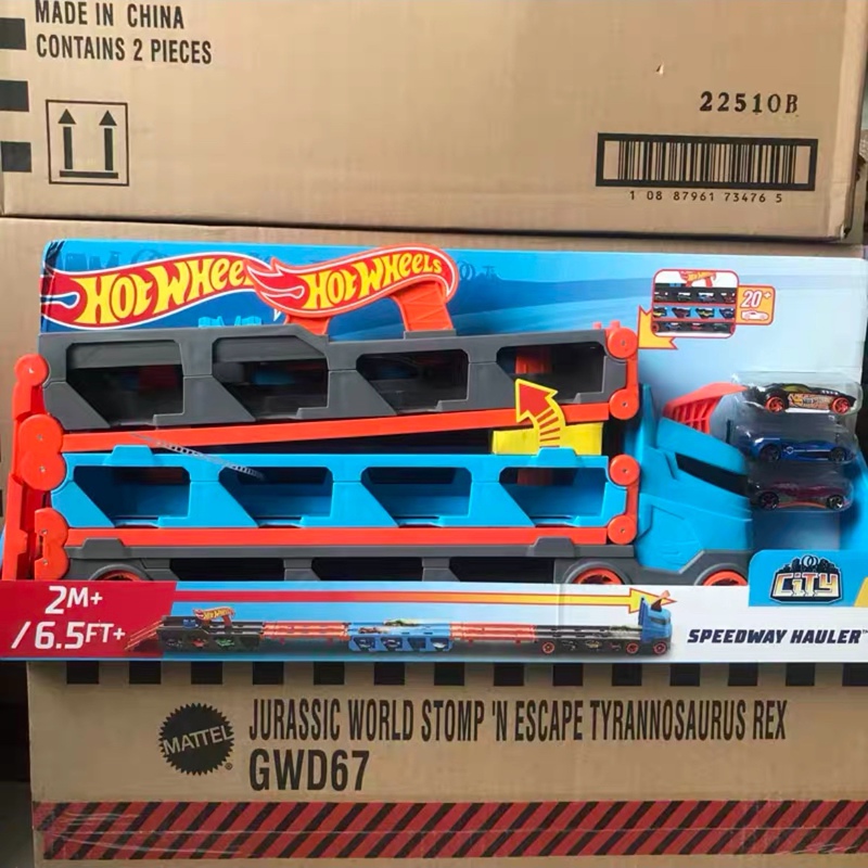 Hot Wheels Extra Large Folding Truck Mobile Transport Racing Truck Boys Track Ejection Toy Gvg37