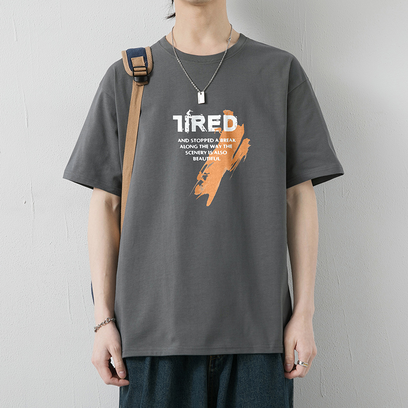 Summer Pure Cotton Short-Sleeved T-Shirt Men's Trendy Versatile Casual Top Loose-Fitting Cotton Base Shirt U