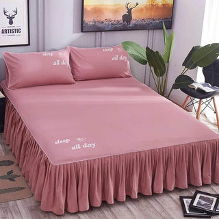 Bedskirt type bedspread single piece pure cotton dustproof protective cover 1.5m1.8m fitted sheet anti-slip bed cover