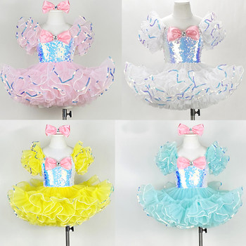Girls sequin modern dance multi-layered tutu skirt