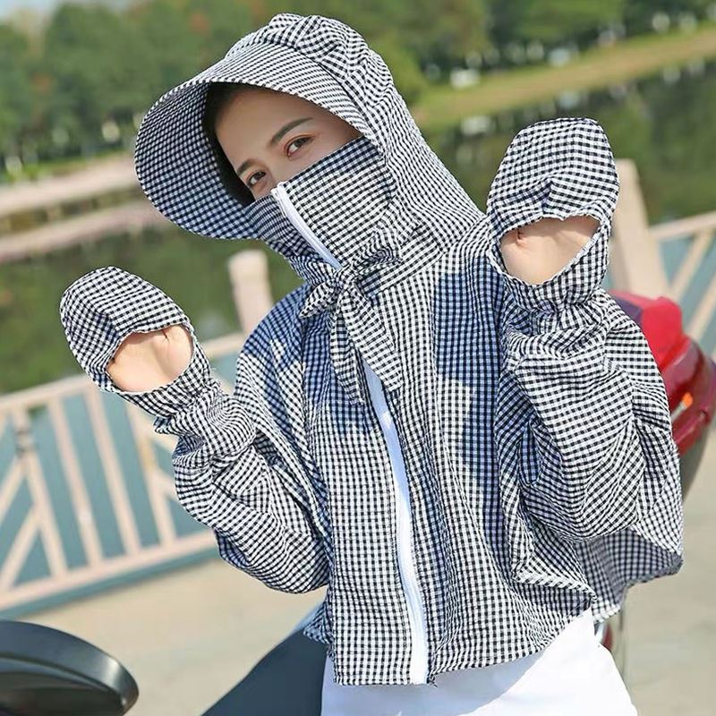 Tram sunscreen hat does not blow over women's anti-sun hat with face-covering sun hat women's sunscreen cover-up cotton cloth cycling summer