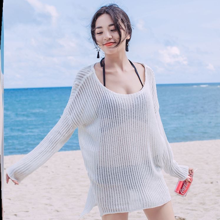 Beach quick-drying swimsuit cover-up swimsuit women's summer sun protection jacket can be launched into the water sports bikini top sold as a single piece