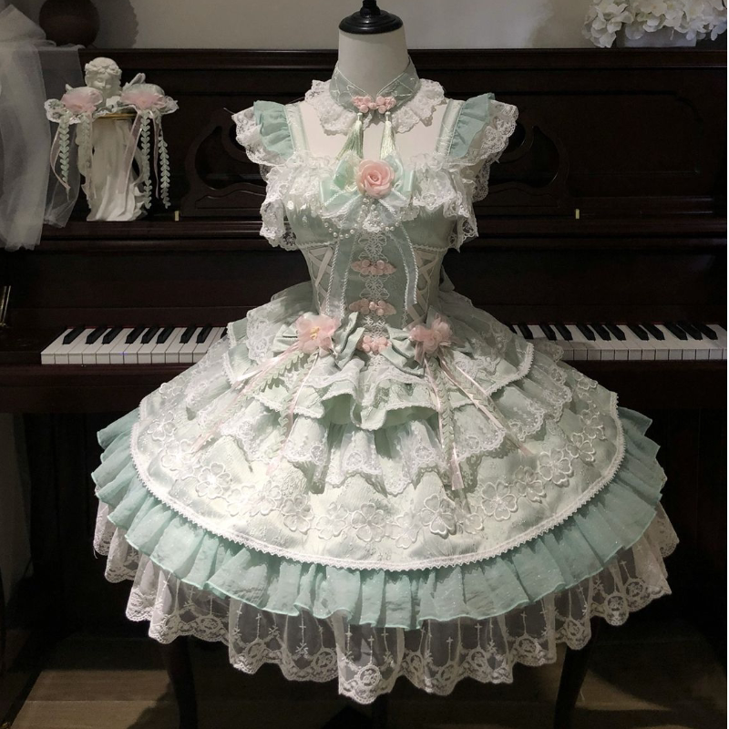 【Peach Rain】Han Gu Liang~ Original Design Lolita Dress Sweet Chinese Style Jsk Strap Dress for Women