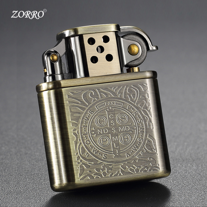 ZORRO Zorro old nine doors kerosene lighter pure copper nostalgia Constantin retro old fashioned windproof man-Taobao