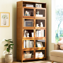 Bookshelf rack floor-to-ceiling bookcase home childrens living room multi-layer bedroom simple storage cabinet storage cabinet solid wood