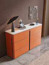 Slate sideboard Italian minimalist saddle leather side cabinet high-end cabinet storage cabinet kitchen household storage cabinet