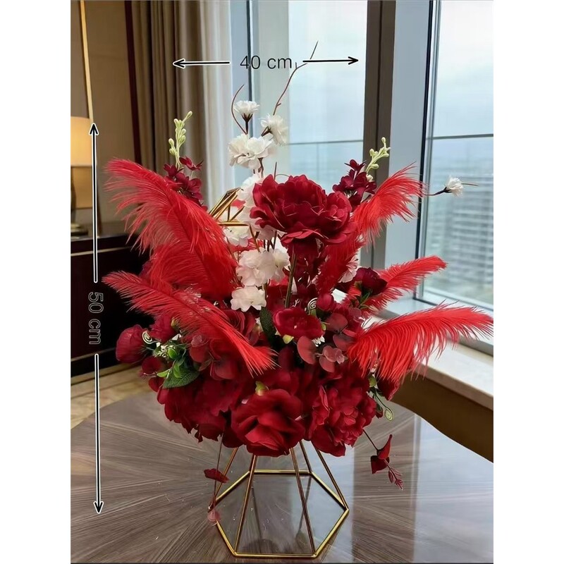 Electroplated Diamond Table Flowers, Hotel Dining Table Feather-Like Artificial Floral Arrangements, Bar Ktv Tabletop Decoration, Iron Art Fake Flower Ornaments