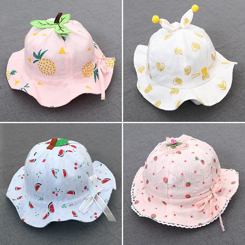 Baby hat 0-3 months spring and autumn thin section cute super cute princess hat sunscreen sun hat children's fisherman hat summer