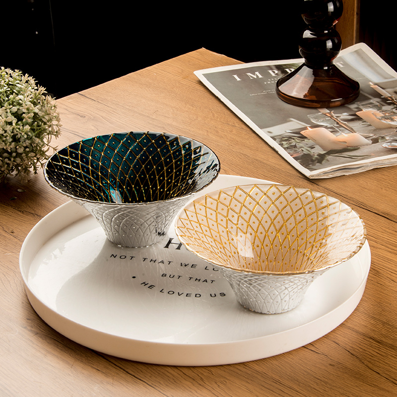 Snack Appetizer Plate Trumpet Bowl Light Luxury Glass Bowl Retro Creative Dessert Plate Sashimi Bowl Japanese Cuisine Tableware Snack Appetizer Plate Trumpet Bowl Light Luxury Glass Bowl Retro Creative Dessert Plate Sashimi Bowl Japanese Cuisine Tableware