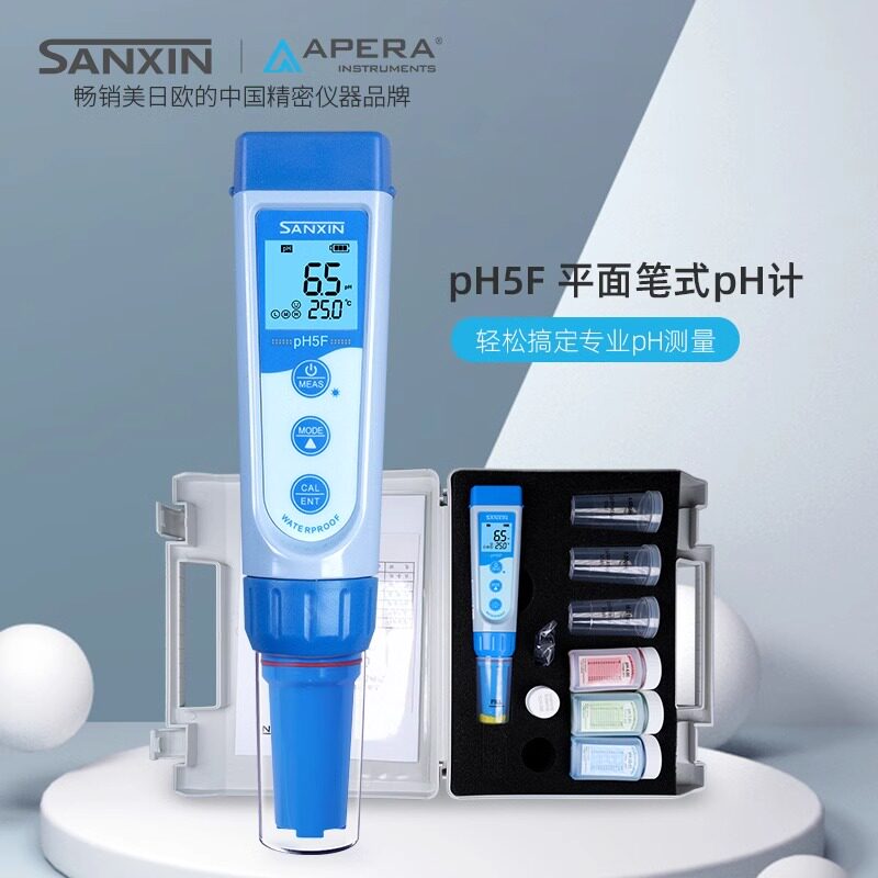 上海三信平面笔式pH计测试身体酸碱度PH5F皮肤纸张布料ph检测仪器