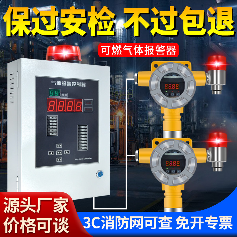 中安工商业可燃气体探测报警器喷漆房加油站氨氢氧氯气浓度检测仪