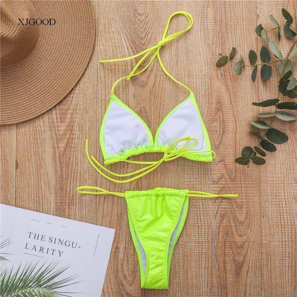 Кожзаменитель сексуальный бандаж стринги бикини Shiny Leather Split Sexy Sling Bikini для девушки 