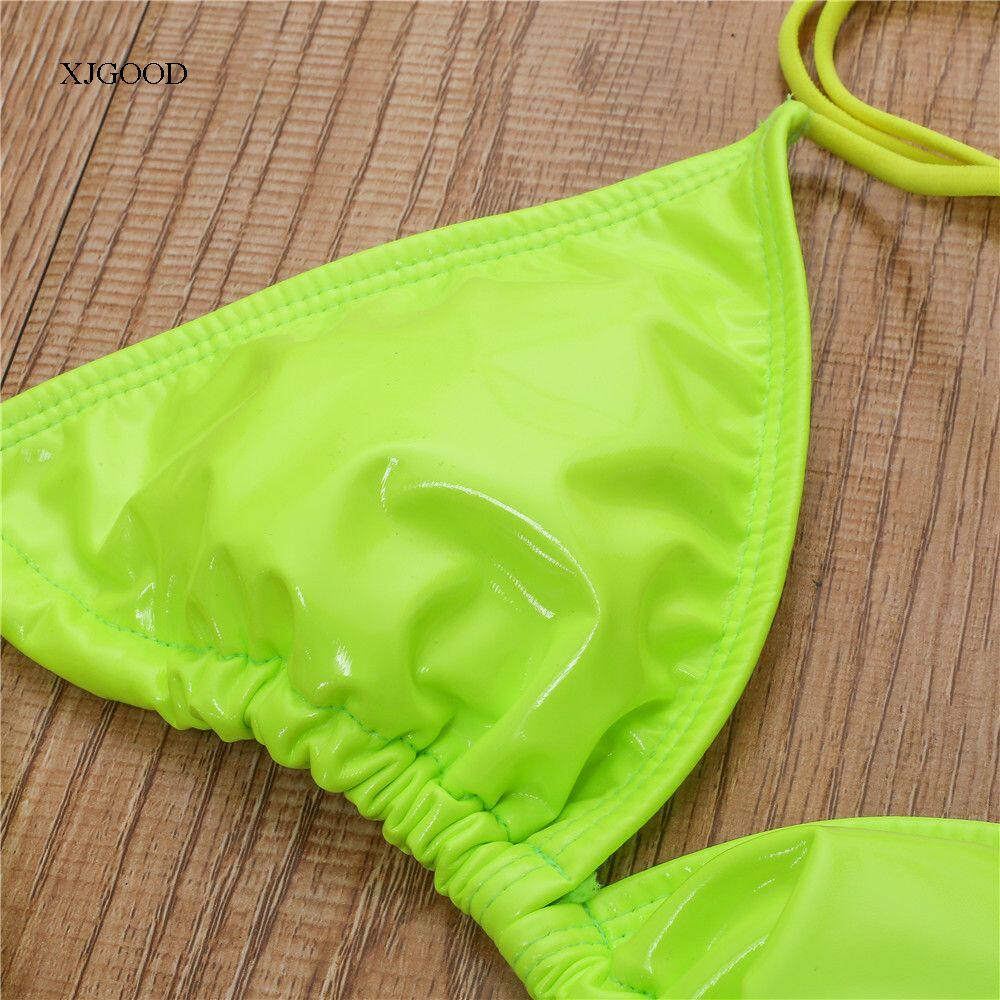 Кожзаменитель сексуальный бандаж стринги бикини Shiny Leather Split Sexy Sling Bikini для девушки 