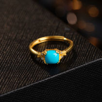 S925 raw ore green pine non-optimized square ring 6*6mm_HL_1029