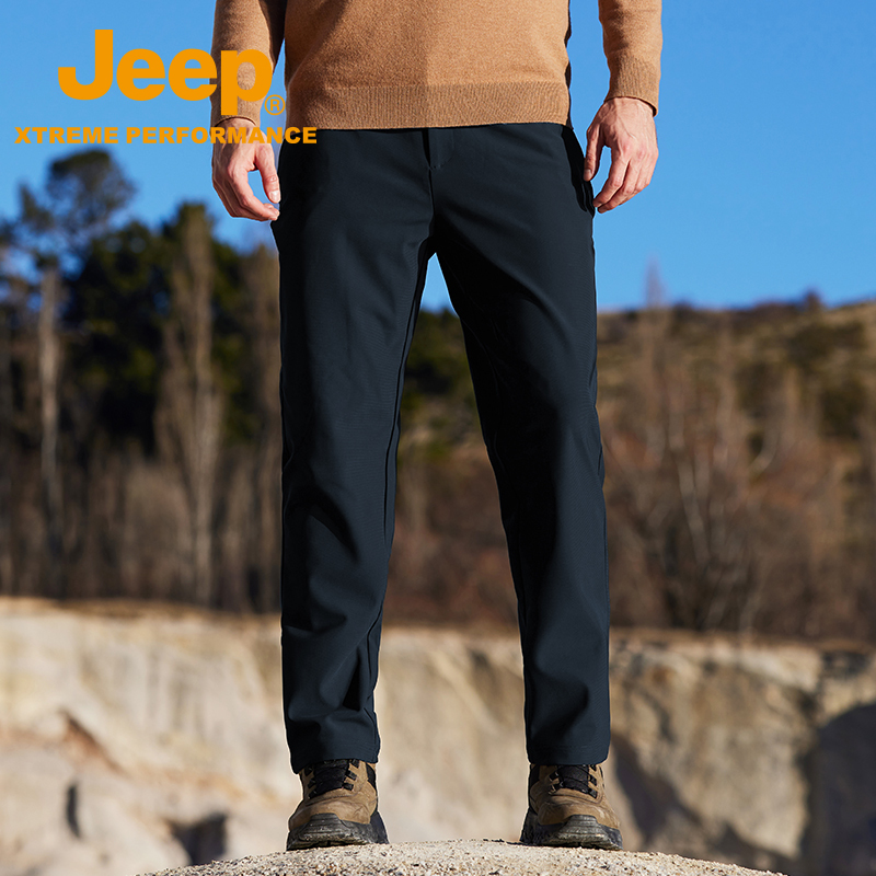 [Wrangler] Jeep Milk Silk Casual Pants Men's Autumn and Winter Outdoor Warm Stretch Pants Sports Hiking Pants