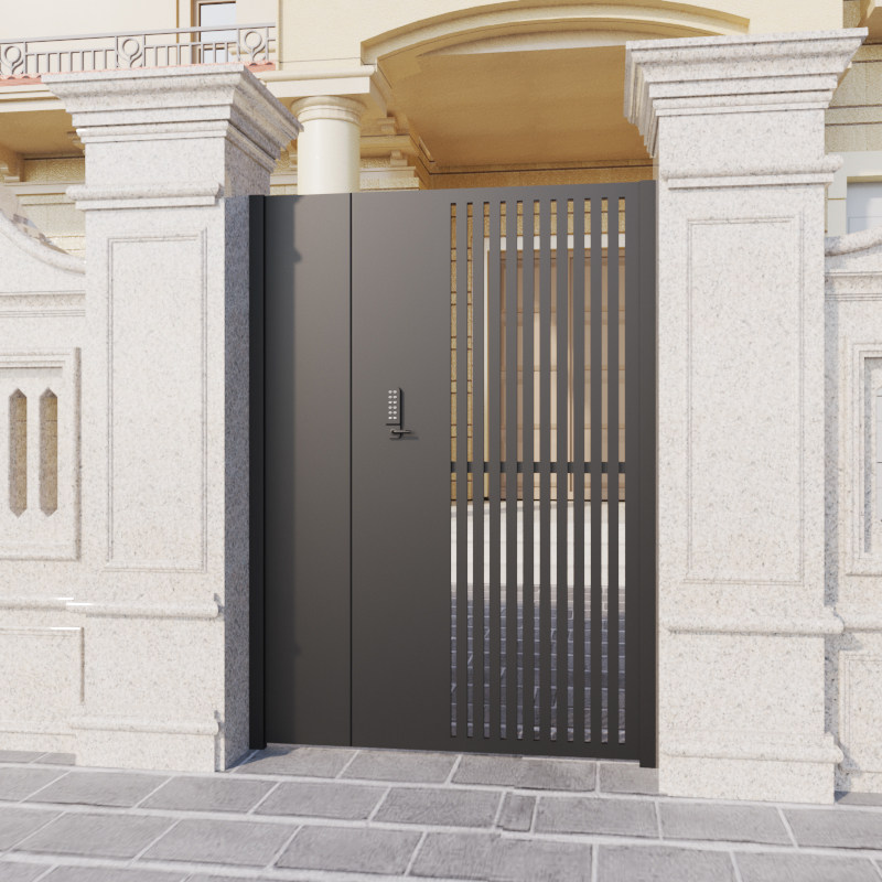 Stainless steel yard gate villa homestay outdoor door simple wrought iron courtyard door country aluminum art single and double iron gate